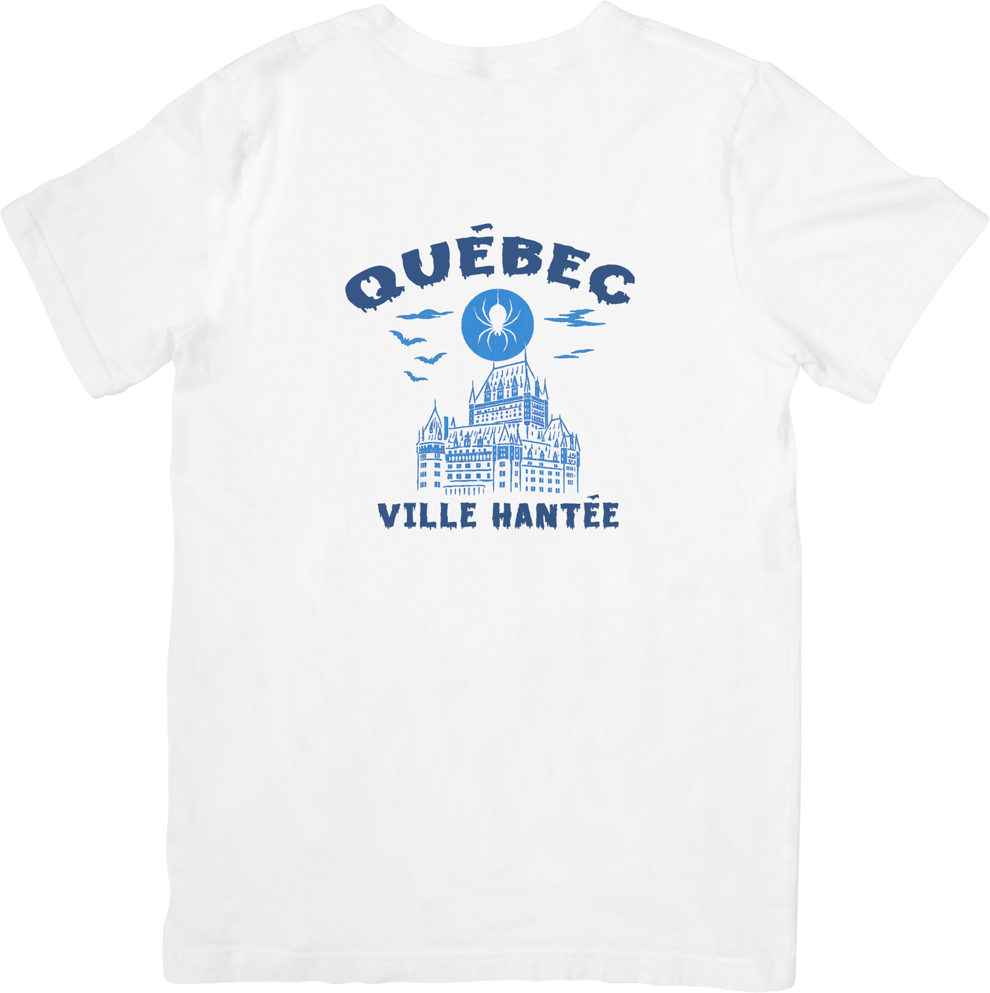 T-shirt Québec – Ville Hantée (Château Frontenac & Lune Araignée)