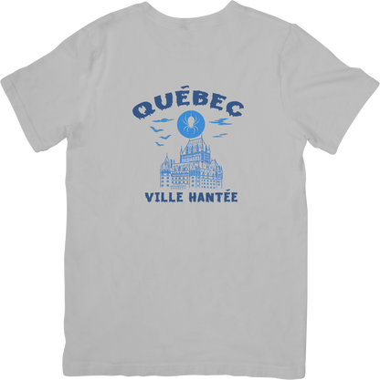 T-shirt Québec – Ville Hantée (Château Frontenac & Lune Araignée)