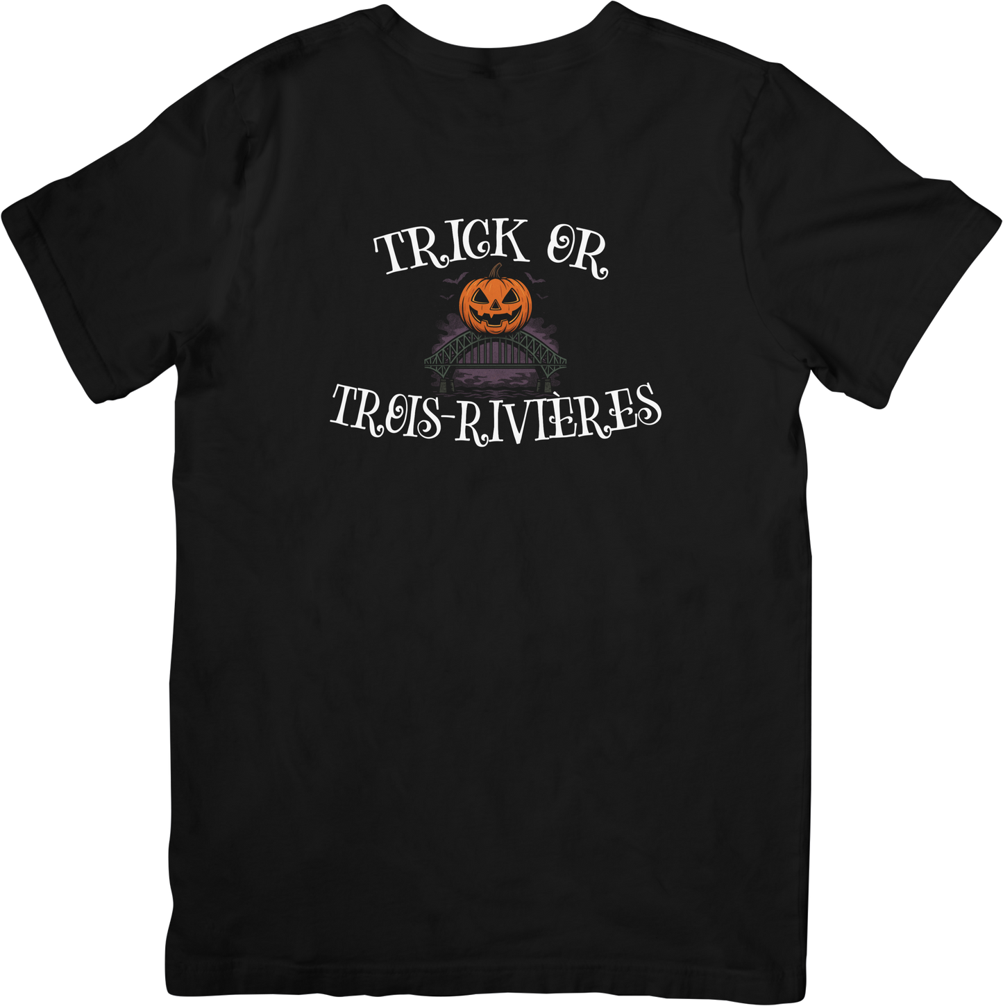 T-shirt Halloween Trois-Rivières – Pont Laviolette Citrouille 🎃 (Édition limitée 2025)