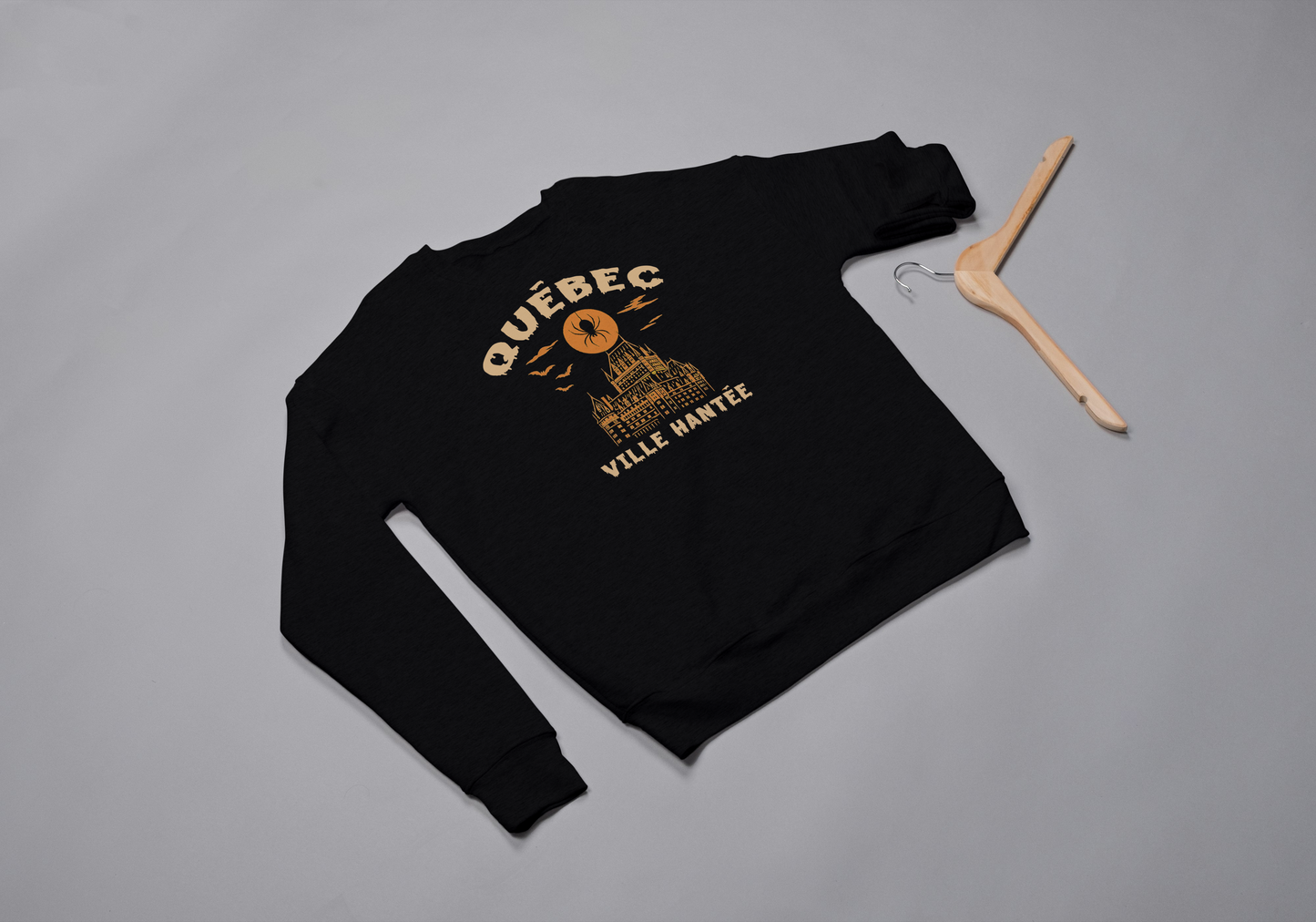 Crewneck Québec – Ville Hantée (Château Frontenac & Lune Araignée)
